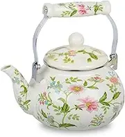 Enamel Tea Kettle Enamel-on-Steel Kettle Cute Teapot for Induction Cooker, Electric Ceramic Stove, Gas Stove, Halogen Stove Compatible with Cold Touch Ceramic Handle for Home Kitchen Decor(2.6 Quart)