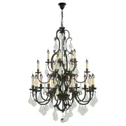 Louis 15th 24 Light Crystal Glass Chandelier, Bronze