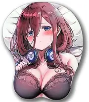 Nakano Miku Anime 3D Mouse Pad, The Quintessential Quintuplets Silicone Gel Wrist Rest Support Ergonomic Oppai Mousepads Gaming Mice Pad for Otaku's Gift