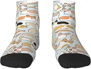 [JBYJBX] Corgi Pattern Print Adult Socks Womens Mens Workout Thermal Cozy All-Season Gift Holiday Articles Use