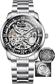 [DAXIAOYU] Mens Mechanical Watches Automatic Skeleton Tourbillon Steel Belt Man Analog Wristwatch Waterproof Luminous