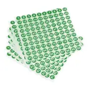 Number Sticker 1-100 Label Number Self Adhesive Green White, Pack of 10