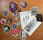 16 PIECE STICKER PATCH ASSORTMENT MULTI COLOR SKULLS