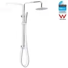 Round 2in1 8'' Rain Shower Head Hand Held Set BRASS Sliding Rail Arm DIY Chrome