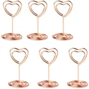 Catzon 20 Pieces Mini Place Card Holders Table Number Stand Table Card Holder Wire Table Picture Photo Holder -Rose Gold-heart Shaped