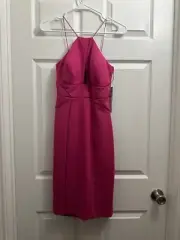 Aidan Mattox Dress Womens 2 Pink Halter Cut Out Back Cocktail Dress