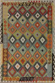 Wool Reversible Kelim Kilim Rugs Flatweave Tribal Wool Carpet 7x9 ft