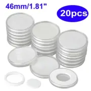46mm Plastic Coin Holder Capsule Storage Case Display Box + 5 Sizes Pad Ring