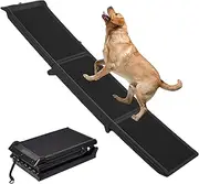 BTM New Tri-Fold Dog Slope Pet Slope with Artificial Grass Dog Slope Dog Step for Cars Folding Pet Steps Lightweight Folding Anti-slip Dog Pet Driving Hospital Nursing Care Convenient Storage Ramp for