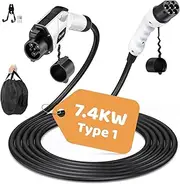 Type 2 to Type 1 EV Charging Cable | 32Amp 250V| 7.4 KW | Single Phase | 5 Meters Compatible with Type 1 / SAE J1772 Electric Vehicle Car & Plug-in Hybrid, BEV