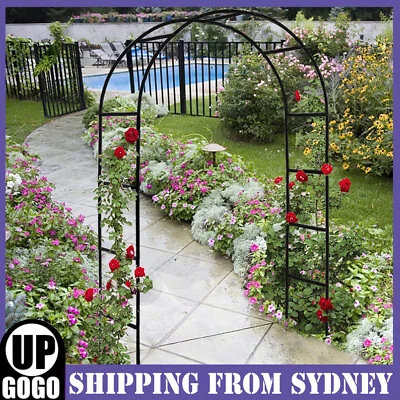1-4X Heavy Duty Metal Garden Arch Pergola Pavilion Outdoor Climbing Plant Arbour