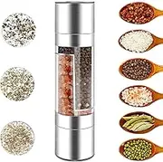 2 in 1 salt and pepper grinder, Stainless Steel Salt and Pepper Grinder with Adjustable Ceramic Rotor and Clear Acrylic Chamber, pepper mill for Christmas, NEW YEAR, Birthday Party, Barbecue
