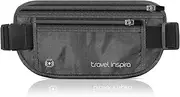 [travel inspira] RFID Blocking Travel Money Belt with Anti-Thief Zip - Slim Passport Holder and Travel Pouch to Secure Cash, Cards and Documents (Black)