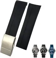 [EKSIL] 21mm 22mm Curved Rubber Silicone Strap Fit For Longines Hydroconquest L3 MIDO Watch Waterproof Sport Soft Watchbands