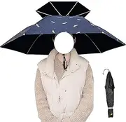 Windproof Head Umbrella Hat, Sunshade Fishing Umbrella, 95cm Head Umbrella Head Hats, Outdoor Handfree Umbrella, Protection Folding Umbrella Hat for Women Golf, Fishing, Gardening, Blue