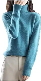 [Sweejim] Women's High Neck Pullover Sweater 100% Solid Mink Cashmere Knitted Soft Sweater