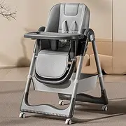 HACFUN 4 in 1 Baby High Chair for Dining & Feeding – Adjustable Toddler Highchair with 4 Wheels, Foldable & Portable Design, BPA-Free Tray, Safe 5-Point Harness, Suitable for 6 Months to 6 Years (Gray)