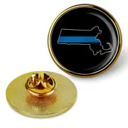 Law Enforcement Thin Blue Line Massachusetts State Brooches & Pins - Gold