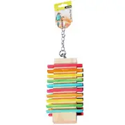 Wooden Block with Rainbow Steps 37cm Bird Toy by Avi One