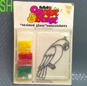 Vintage Quincrafts Makit & Bakit Suncatcher Kit "Stained Glass" Bird Parrot NEW