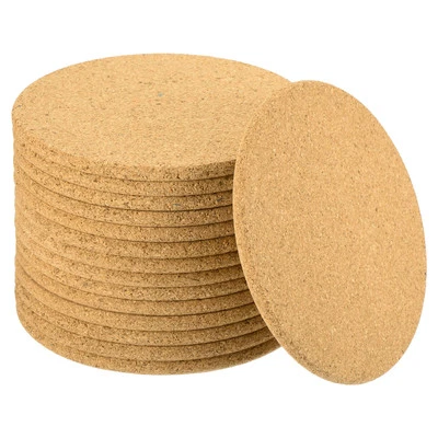 15Pcs Cork Coaster for Drink, 100mm/3.94inch Round Edges Cork Mats (5mm Thick)