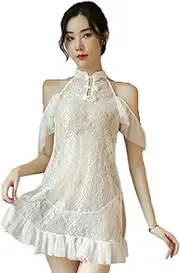 [JINZIJINYU] Sexy Lingerie Outfits Fairy Nightdress Ladies Sexy Lingerie Suit Lace Suspender Dress Summer Perspective Temptation