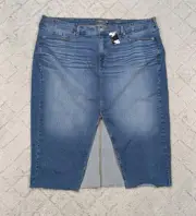 Torrid Skirt Womens 24 Blue Denim Maxi Slit Front Dolce Vita Pockets Plus NEW