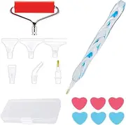 Diamond Painting Resin Pen Accessories Tools Set, 5D Diamond Art Roller Tools and Accessories Set Dots Round Square Drill Wax Pens (Blue)