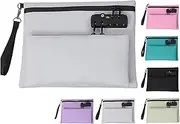 [Generic] Travel Lock Bag, Money Bag with Lock and Zipper, Anti-Theft Cash Storage, Accessories Pouch for Passports, Notary Supplies, Valuable Storage (Gray)