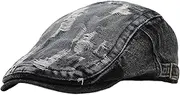 [Maxpetus] Men's Denim Newsboy Flat Cap Gatsby Ivy Cabbie Hat Driving Cap