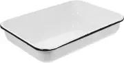 EXHUMKY Wear Resistant Enamel Baking Tray Non Stick Kitchen Storage Pan for Baking Serving Heat Resistant Food Container Multi Functional Use for Fruits Breads