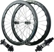 ZECHAO 700C Off Road Bike Wheelset,24 Holes Mid Lock Disc Brake Thru Axle 12 * 100/12 * 142MM Carbon Fibre Wheel 8-12 Speed for 23C-50C Tires Wheelset(Black-XD)