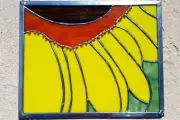 Handmade Stained Glass Sunflower Panel Framed Floral Wall Hanging Suncatcher Sun