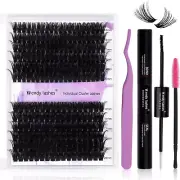 DIY Lash Extension Kit 60D+80D Lash Cluster Kit with 240 PCS C/D Curl 16-20Mm Mi