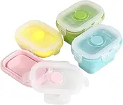 4PCS Mini Snack Containers, 150ml Collapsible Silicone Food Storage Containers, Stackable Space Saving Food Storage Box with Clip-on Lids, Microwave/Fridge/Freezer