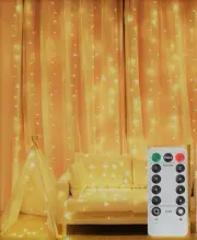 USB Powered 300 LED Curtain String Light with 8 Modes and Remote Control for ...