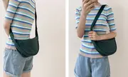 Nylon Crescent Bag with Adjustable Strap-Dark Green
