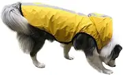 Dog Rain Coat with Waterproof Dog Clothes Dog Jacket, Pet Hoodie with Lightweight Reflective Strip Rain Dog Rain Coat Hooded Slicker (Yellow, X-Large)
