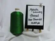 Metallic Machine Embroidery Thread 10,000 yds. Color Emerald.