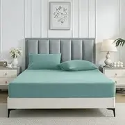 Lakora Fitted Sheet Set,1000TC Microfiber Soft Bedding - Deep Pocket(35CM),3-Piece Set Without Flat Sheet (Frost,Queen)