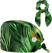 [YTYVAGT] Scrub Caps Women,Scrub Hats Suitable for Women,Bird Feather Peacock Feather