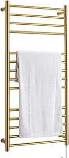 Heated Towel Rail Towel Warmer Bathroom Radiator, Electric Heated Towel Rack Wall Mounted, 304 Stainless Steel Heated Towel Rail 14 Bar Bath Towel Heater,Gold,Plug in (Gold Hardwired)