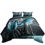 Fantasy Art Cameron Ice Blue Dragon Coverlet