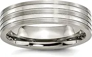 [JewelryWeb] Titanium Grooved 8mm Brushed and Polished Band Ring Size 8-Band Style-Ring for Women and Men