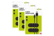 6x Goobay 4 Slots Adhesive Cable 6.4cm Organiser Cord Wire Management Black