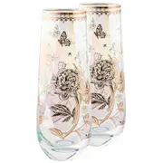 2pc 20 Year Roses Stemless Champagne Flutes Pair 16cm 180ml Bar Serveware