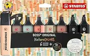 STABILO BOSS ORIGINAL NatureCOLORS pack of 8 (Mud Green, Sienna, Umber, Beige, Warm Grey, Earth Green, Black (marker x2))