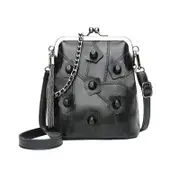 Nevenka Women Rivet Purses Kiss-lock Vintage Chain Shoulder Bag with Tassel Pendant