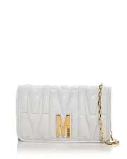 Moschino Logo Quilted Leather Chain Wallet