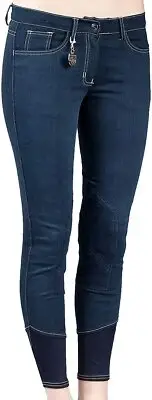 HORZE ADARA WOMENS SELF PATCH DENIM BREECHES